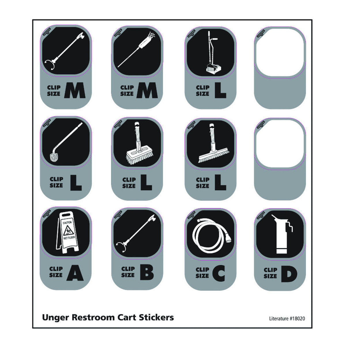 Unger Replacement Tool Icons Sticker Sheet